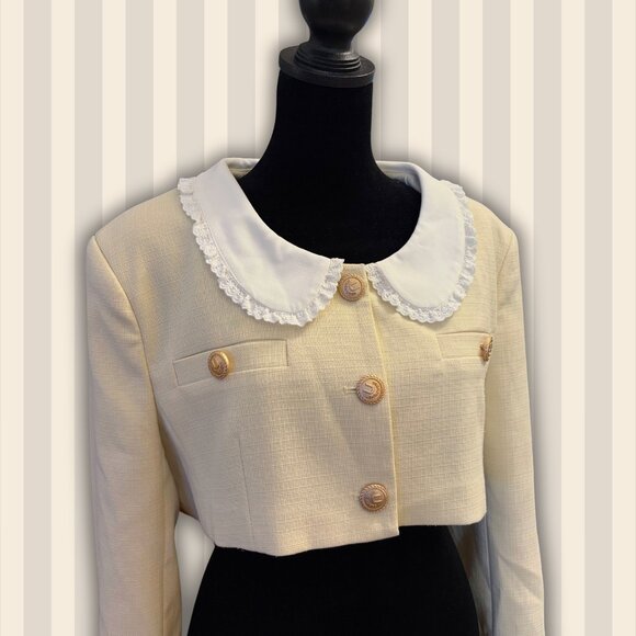 Underpass cropped blazer with contrast collar - Picture 1 of 5